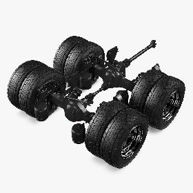 Heavy Duty Truck Tandem Rear Axle 3D model